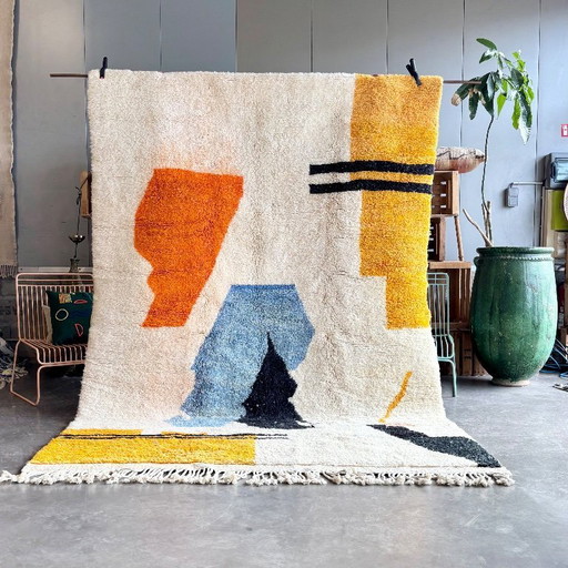 Berber Buntes Marokkanisches Beni Ourain Wollteppich 200x300 cm - Berber Marokkanischer Teppich