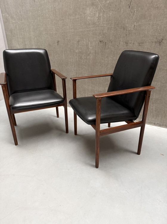 2x Vintage Fristho Impala Fauteuil - Cor Bontenbal - Jaren 60 – Skai, Wood (photo 2 of 13)