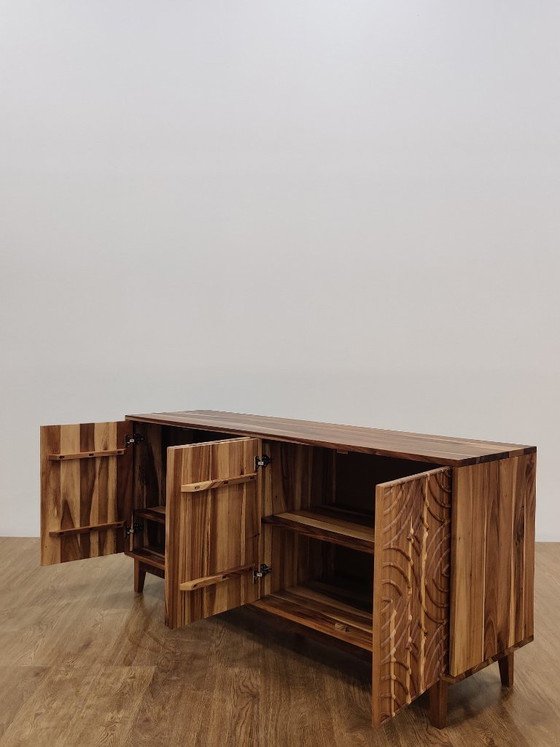 Image 1 of Luxe Japandi dressoir | Handgecarveerd acaciahout | 188 cm