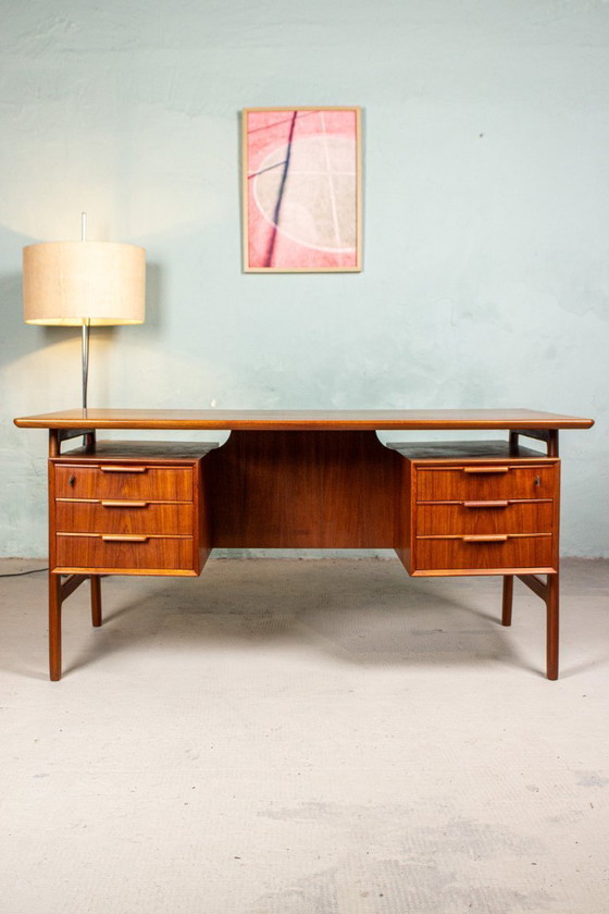 Image 1 of Omann Jun Model 75 Desk Teak Vintage Mid Century Danish