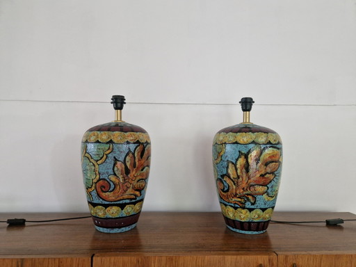 2 hubert olivier ceramic table lamps