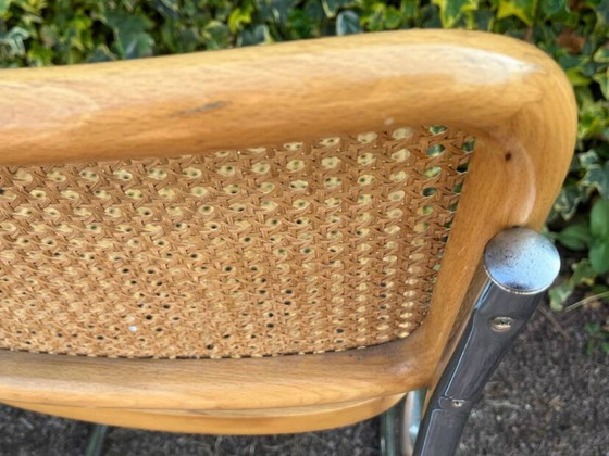 Image 1 of Stuhl aus Holz und Rohrgeflecht im Stil von Marcel Breuer