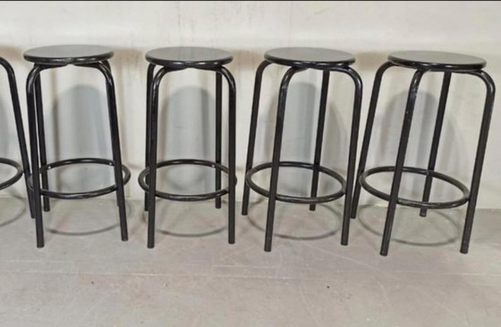 4 x tabourets de bar ronds noirs vintage – Wood (photo 10 of 14)
