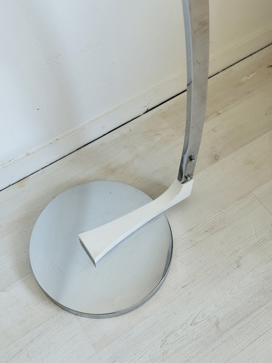 Image 1 of Vintage booglamp Space Age jaren 70 chroom witte kap