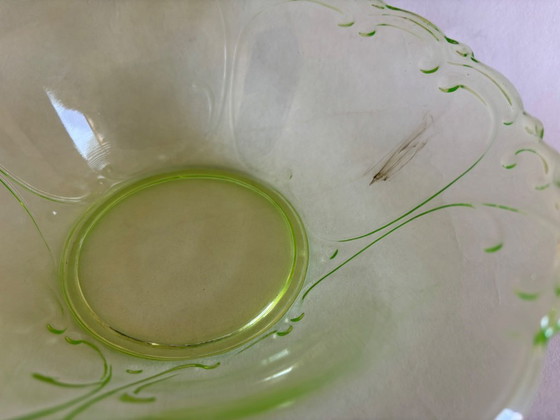 Image 1 of Service à dessert Art Déco en verre d'uranium Stölzle Söhne