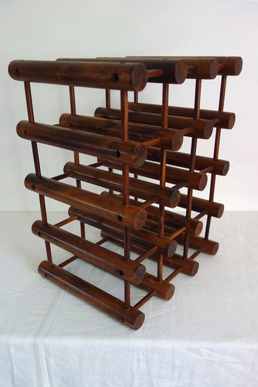 Vintage Nissen Langaa teak bottle rack, mid-20th century
