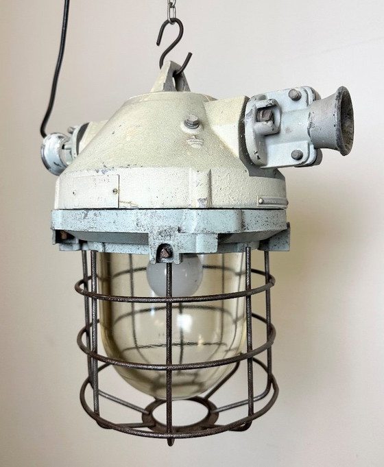 Image 1 of Industrial Bunker Ceiling Light with Iron Cage from Elektrosvit, 1970s