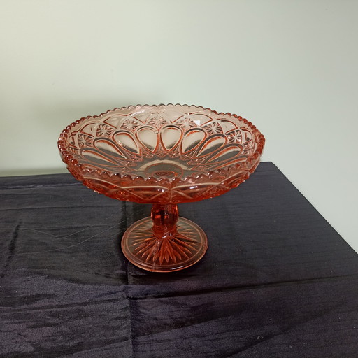 Beautiful Vintage Pink Depression Glass Bowl on a Foot