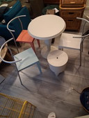 Philippe Starck design set: table, stool, and 3 chairs