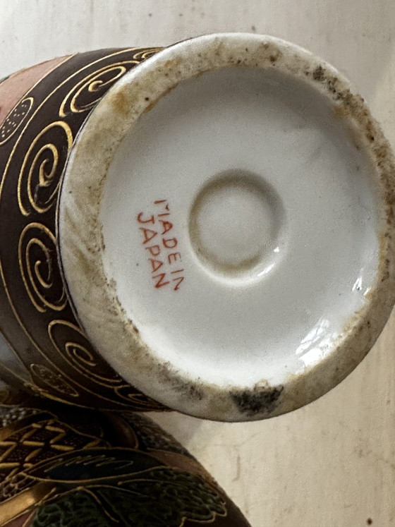 Image 1 of 2 Japanese Satsuma Vases, 16 cm high