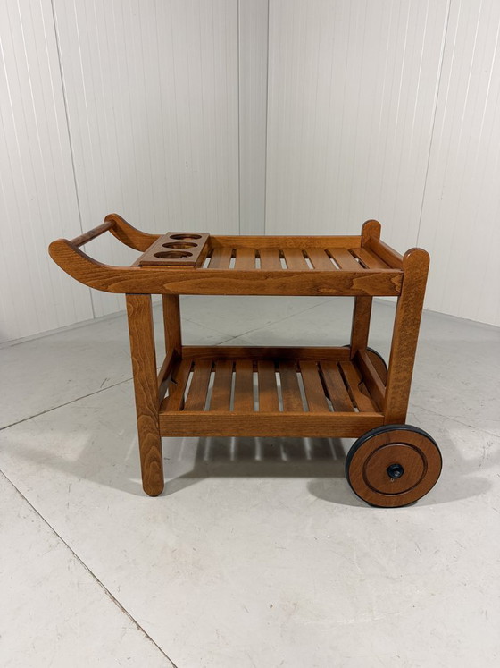 Image 1 of Chariot de jardin classique en bois Herlag, chariot de service des années 1980