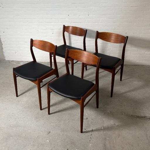 4x Arne Wahl Iversen dining chairs - Danish design, 1960s