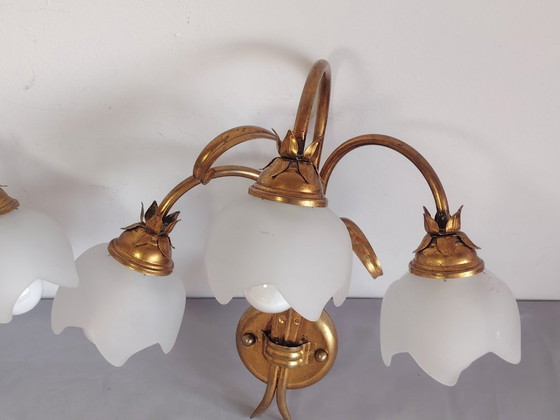 Image 1 of Vintage wandlamp (met wandarm) in Italiaanse Florentijnse stijl, gemaakt van smeedijzer.