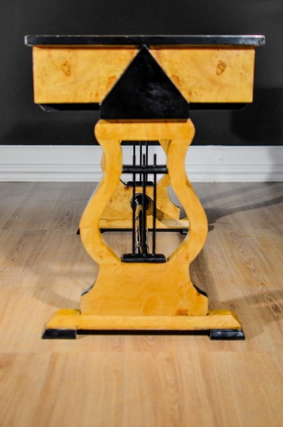 Image 1 of Scrivania in acero a forma di lira in stile Biedermeier