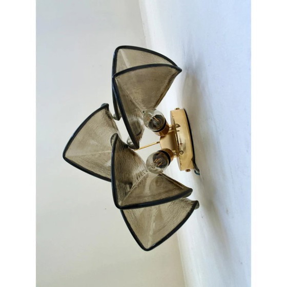 Image 1 of Modern Art Glass “Rondini” Wall Sconces in Smoked Fumè Murano Style