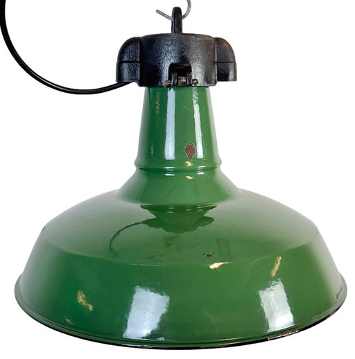 Industrial Green Enamel Factory Pendant Lamp, 1960s