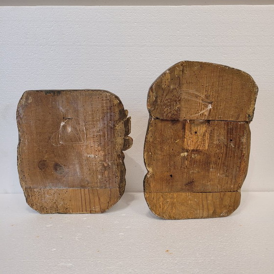 Image 1 of Paire de chérubins en haut-relief, bois polychrome, XVIIIe siècle - Espagne
