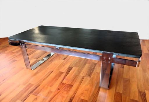 Tavolino in ardesia cromata Peter Draenert Style