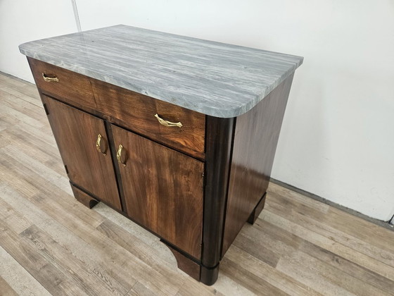 Image 1 of Art Decò sideboard in mahogany feather with marble top