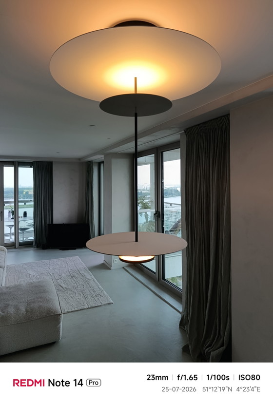 Image 1 of Suspension LED plate Vibia, 3 lampes Ø 90 cm, grise L1

