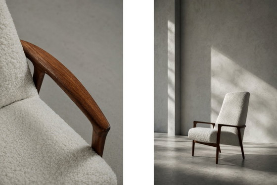 Image 1 of Poltrona Mid-Century vintage moderna in teak bianca, scandinava di Bröderna Andersson, anni '60