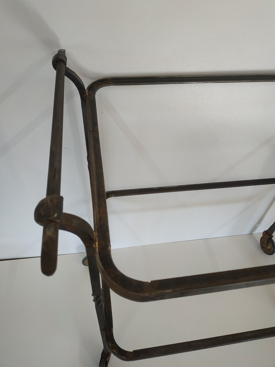 Image 1 of Carrello da giardino in metallo Brocante Carrello da portata Tavolo da giardino Piatti in vetro