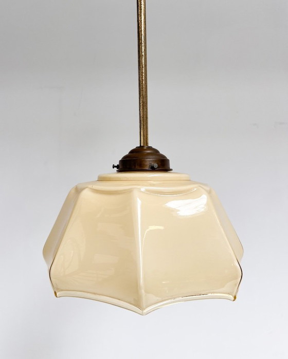 Image 1 of Curved glass Art Deco pendant lamp, 1930s