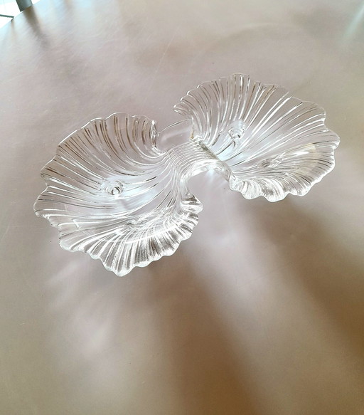 Coupe apéritifs coquillage en verre, 1970