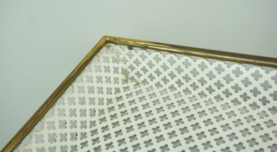 Image 1 of mid century modern TRAY, perforated metal and brass, attr. to mathieu mategot 1950s
