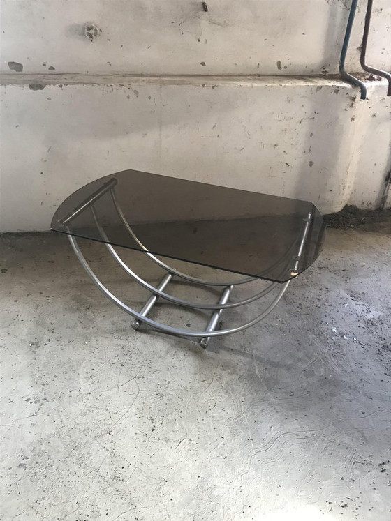 Italian Bauhaus Style Coffee Table in Smoked Glass, 1960s – Coffee table books (photo 5 of 7)
