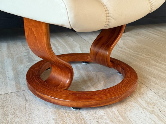 Image 1 of Stressless by Ekornes relaxfauteuil met voetenbank, echt leer, crème, maat M