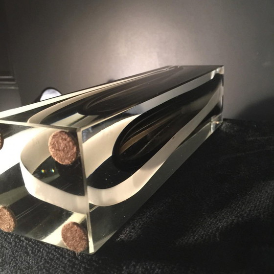 White and Black Striped Sommerso Murano Glass Vase attributed to Flavio Poli for Seguso, 1960s – Arte (photo 17 of 17)
