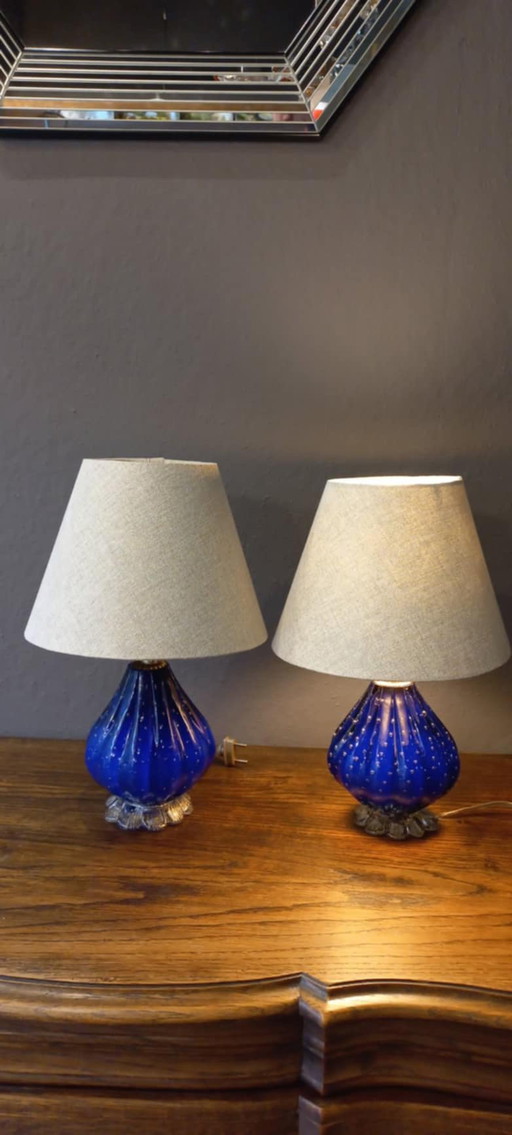 Paire de lampes en verre de Murano