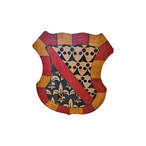 Beschilderde houten heraldisch schild, 2e helft 20e eeuw – Wanddecoratie, Wood (photo 4 of 5)