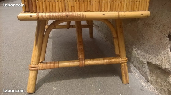 Image 1 of Two-door rattan sideboard in the Audoux Minet style
