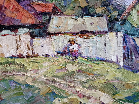 Pintura al Óleo Original Paisaje Rural Vida de Pueblo Verano Campo Día Soleado – Pinturas y dibujos, Canvas (photo 9 of 11)