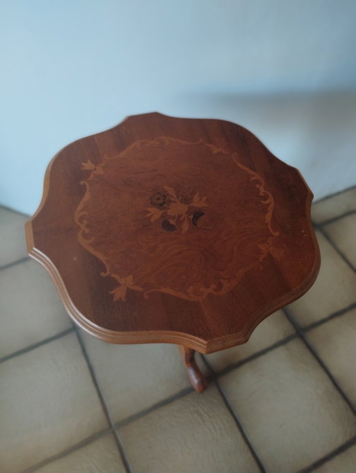 Mesa auxiliar con marquetería, mesa de vino, vintage