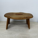 Brutalist Solid Wood Side Table/Stool, 1970s