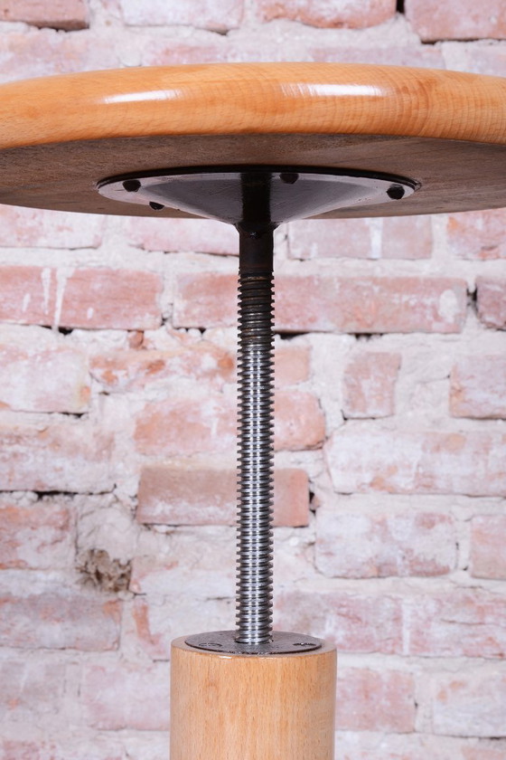 Sgabello da pianoforte Mid-Century restaurato, Faggio, rilucidato, Ceco, anni '40 – Sgabelli, Metal, Wood (photo 7 of 10)