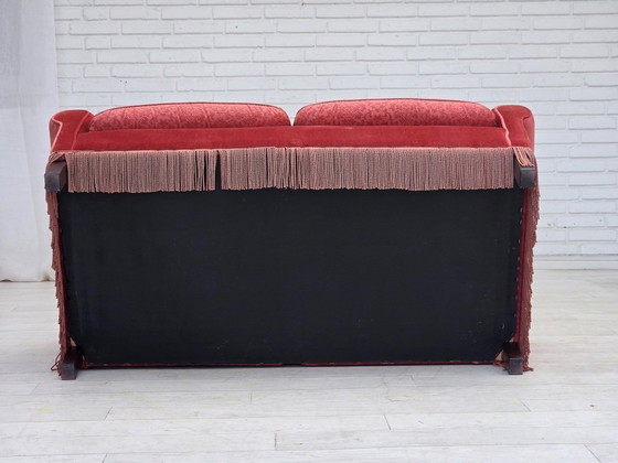 Image 1 of 1980s, Scandinavian 2-seater sofa, pink furniture velour.