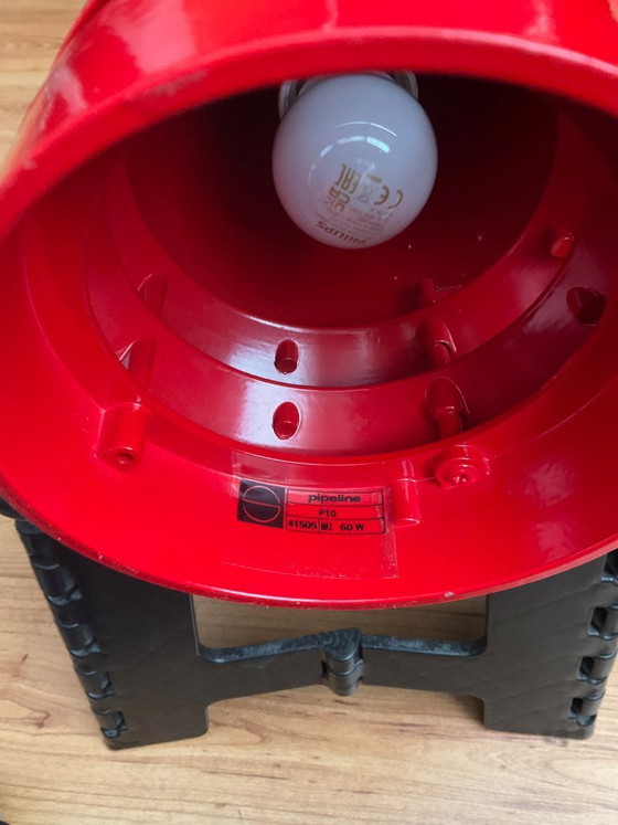 Image 1 of 3 lampade a sospensione rosse - "Pipeline P10" Design: Ole Pless Jorgensen