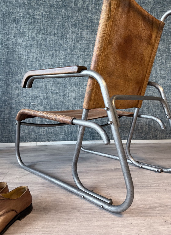 Image 1 of Vroege Bauhaus fauteuil met hoge rugleuning Veha, Den Haag, jaren 30