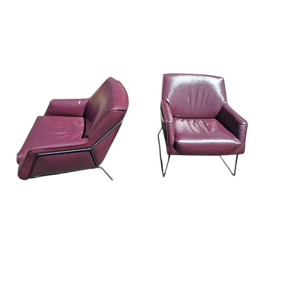 Image 1 of 2 design fauteuils kleur aubergine 