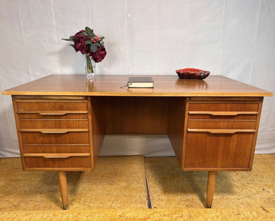 Image 1 of Mid-Century Retro Vintage Teak Desk – 1960s Danish Design  A Perfect Blend of Style and Functionality  Bring timeless Scandinavi