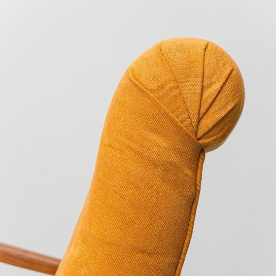 Image 1 of Poltrona vintage scandinava in tessuto arancione e legno, anni '60, Modern Antiques