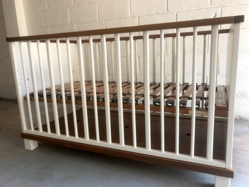 Culla trasformabile in letto junior, base, materasso, lenzuola, modello Hülsta Casalino.