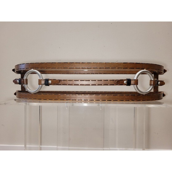 Image 1 of Vintage wrought iron floating console with glass top, France 1990