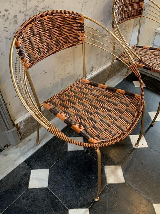 Vintage Italian Garden Patio Scoubidou Armchairs, 1950s, Set of 6 – Plastic, Iron, Italian Design (photo 3 of 18)