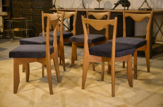 Image 1 of "Set van 6 stoelen van Guillerme en Chambron voor uw huis, jaren 1950"