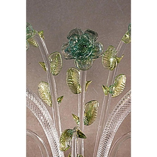 Luxuriöse, klassische Wandleuchte aus Muranoglas mit floralem Muster – Venezianisches Design in Rosa und Grün